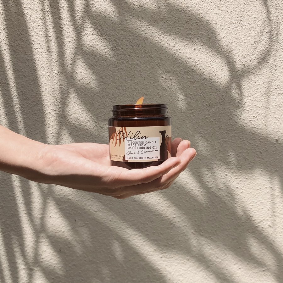 Clove & Cinnamon Candle, a scented candle made from used cooking oil