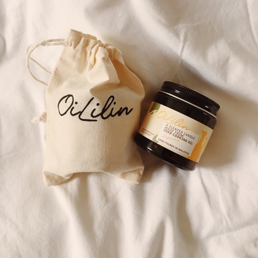 Jasmine Candle, a scented candle made from used cooking oil