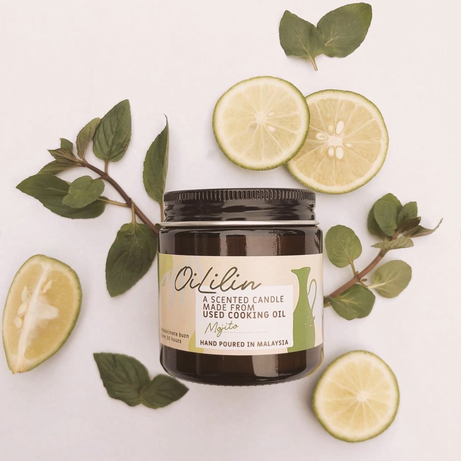 Mojito Candle, a scented candle made from used cooking oil